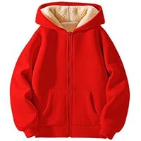 Valcatch Boys Girls Fleece Zip Up Hoodie Jacket, Kids Sherpa Lined Sweatshirt with Hoody and Pocket, Soft Thick Warm Long Sleeve Zipped Coat, Fall Winter Hoodies Outerwear for Casual School Outdoor