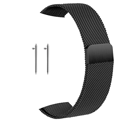 Goodatech Stainless Steel Watch Band, Replacement Metal Mesh Band, Quick Release Watch Strap Metal Bolt, Smart Watch Wristbands for Men Women [22mm, Black]