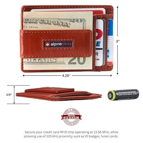 Image of alpine swiss Harper Mens RFID Slim Money Clip Front Pocket Wallet Minimalist Leather ID Card Holder