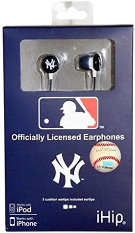 iHip MLF10169NYY MLB New York Yankees Printed Ear Buds, Blue/White
