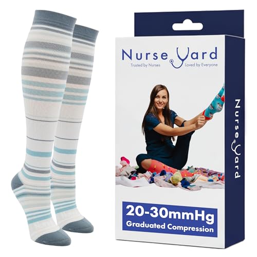 Image of Nurse Yard Compression Socks for Nurses - Women & Men - 20-30mmHg Graduated Compression, For Medical Staff, Athletes - 1 Pair
