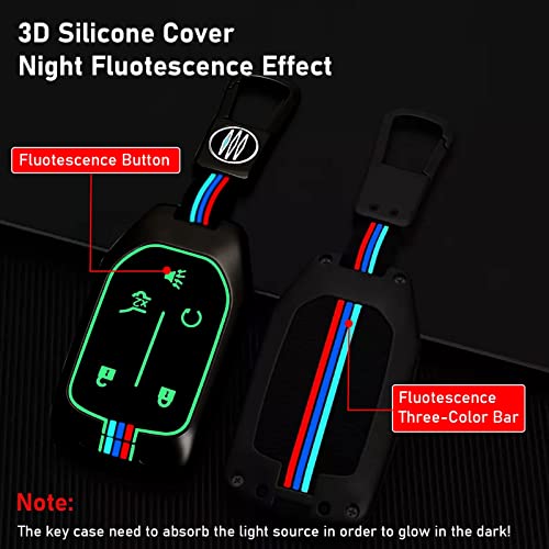 Moonlinks Zinc Alloy Key Fob Case Cover 5-Button Compatible With 2019-2022 Chevy Silverado/Gmc Sierra 1500 2500Hd 3500Hd,Silicone Remote Keyless Fob Case Metal Shell With Key Chain Protector,Gray #TOP2