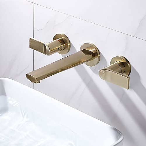 Robinet de salle de bain mitigeur mural en laiton pour vasque moderne