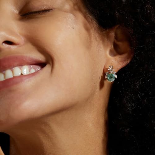 Boucles d'oreilles agate mousse en argent, cadeau de Saint-Valentin
