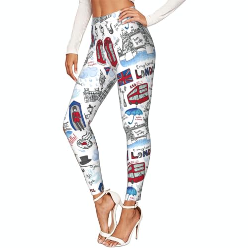 Leggings elásticos para mujer London Print mallas deportivas opacas sin transparencias