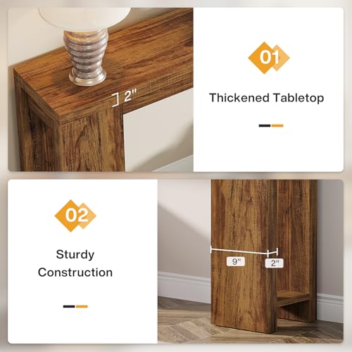 Image of Tribesigns 70.9-Inch Extra Long Console Table, Farmhouse Wood Sofa Table Behind Couch, Narrow Entryway Accent Table for Living Room, Hallway, Entrance, Foyer, Dark Brown