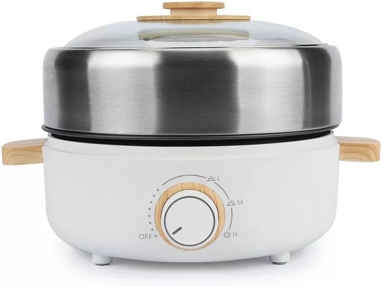 2.5-Quart Electric Fondue Pot with Grill, Non-Stick Coating for Family Gatherings, White