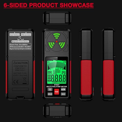 Medidor de EMF con pantalla LCD y alarma sonora miniatura 4