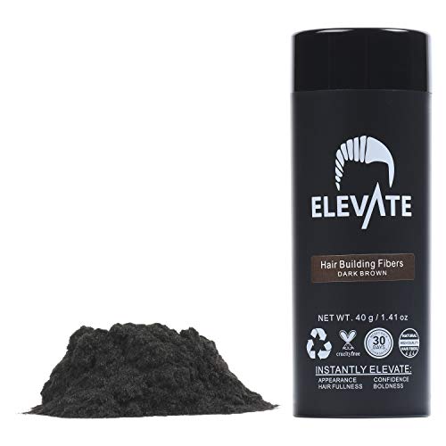 ELEVATE Hair Fibers 100% Natural Keratin Hair Fibers Instantly Thickens Thinning or Balding Hair for Men and Women - Natural Hair Loss Concealer (40 Gram, Dark Brown)