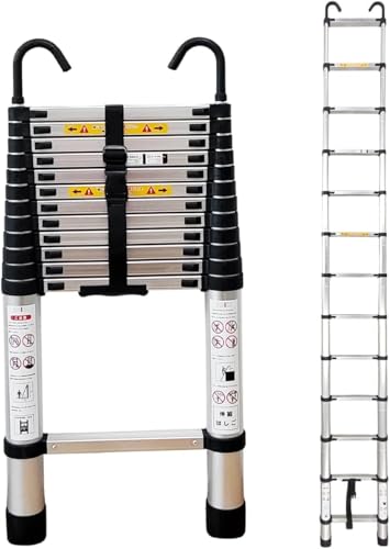 DayPlus 伸縮はしご 3.8M ロック スライド式 伸縮自在 梯子 スライド式 フック付き ステンレス製 フック付き 自動ロック 持ち運びやすい 折り畳み 伸縮梯子 折り畳み 軽量 耐荷重150kg スライド式脚立 室内室外両用 DayPlus 伸縮はしご 3.8M ロック スライド式 伸縮自在 梯子 スライド式 フック付き ステンレス製 フック付き 自動ロック 持ち運びやすい 折り畳み 伸縮梯子 折り畳み 軽量 耐荷重150kg スライド式脚立 室内室外両用