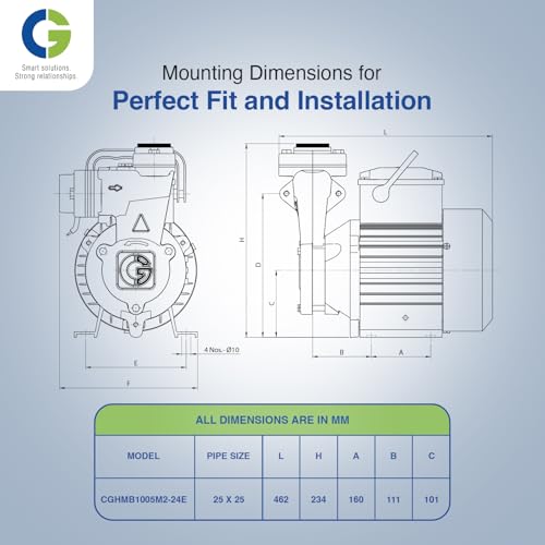 Image of CGDMM10SP | 0.75kW /1.0 HP | High Speed Regenerative Pump with max Head 34 Mtr | TEFC Motor | F-Class Insulation | CED Coated Components | Brass Impeller | Thermal Overload Protection