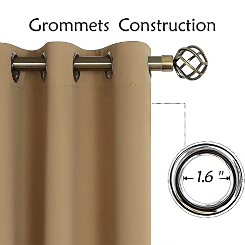 Image of 100% True Blackout Window Curtains 5 Feet, Set of 1 Panels | 300 GSM Heavy Room Darkening Polyester Cloth for Bedroom & Living Room | Thermal Insulated Heat & Noise Reducing (60x47 Inch, Golden) | 100% Room Darkening Thermal Insulated Heat & Noise Reducing Curtains 5 feet long