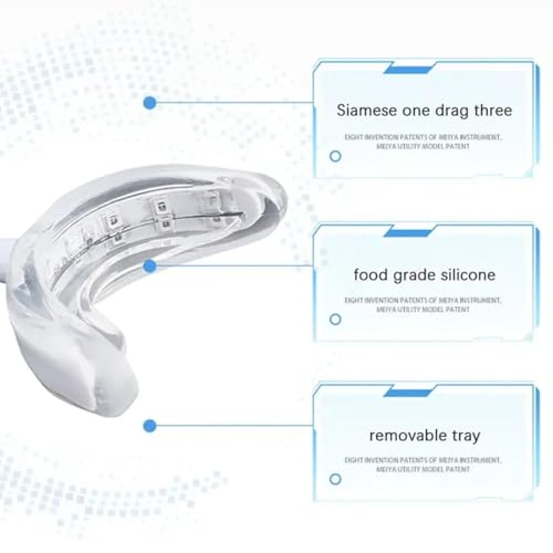FiTspi Zahnaufhellung Beschleunigungslicht, 16 blaue LED Licht Mundpflege Tablett, Tragbare Whitening Enhancement Lampe Gel Kaltlicht Zahnvergilbung Entfernung Kompatibel mit iOS/Android/USB