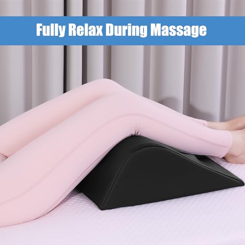 Image of HOMBYS Wedge Bolster Pillow for Legs,Knee Wedge Pillow for Massage Table,Triangle Massage Bolsters for Under Legs,PU Leather Waterproof Foam Tatoo Pillow (Wine Red) (Black, 16 inchx16 inchx6 inch)