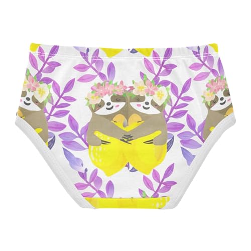 Cute Sloths Flower Yellow Lemons Little Girl Panties Girls Underwear Toddlers Cotton Pattern Briefs Underpants 2t2