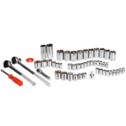 52-Piece Drive Socket Set - 1/4, 3/8 and 1/2 Sockets - SAE and Metric Tools for Mechanics, Craftsmen, and Homeowners - Tool Kit by Stalwart