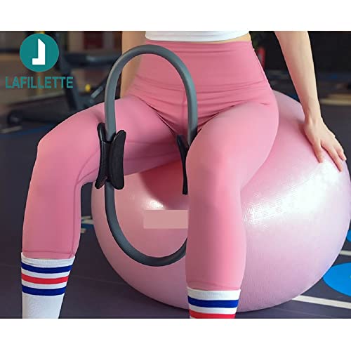 Image of LAFILLETTE Pilates Ring 15 inch Fitness Circle - Lightweight & Dual Foam Padded Handles | Yoga Ring for Toning Arms, Thighs /Legs & Core, Thigh Workout, Thigh Toner, Inner Thigh Exercise Equipment (Gray)