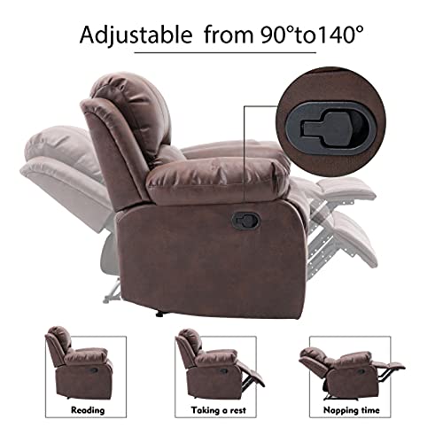 Suede Recliner Chair Microfiber Faux Suede Leather Home Theater Seating Manual Bedroom & Living Room Chair Reclining Sofa(Color:brown 1) #TOP3