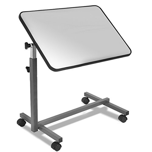 Goplus Overbed Table Adjustable Medical Bedside Table Hospital Food Tray Rolling Laptop Desk