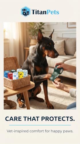 Image of Dog Bandage Cohesive Wrap for Paw & Leg | 10cm x 4.5m - Pack of 4 | Easy Tear, Fur Safe | Self Adhesive Elastic Vet Tape for Walking Protection, Wound Care & Licking Prevention Bandage Roll