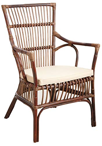 AUBRY GASPARD - Fauteuil Rotin Manille - Rotin Naturel - Coussins Coton/Polyester - Hauteur 102 cm...