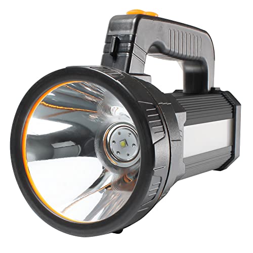 Eornmor Rechargeable Spotlight with 5 Lights Modes,Spot Lights Hand held Large Flashlight 7000 lumens Super Bright Handheld Spotlight Lightweight IPX4 Waterproof Searchlight 9000mAh (Black)