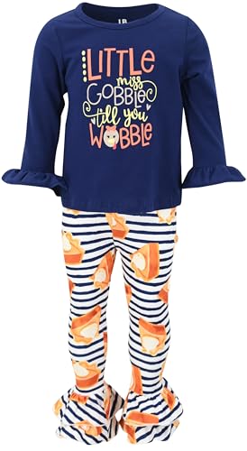 Image of Unique Baby 2 Piece Girls Double Ruffle Leggings and Long Sleeve Shirt Clothes Set Kid and Toddler Girl Outfit