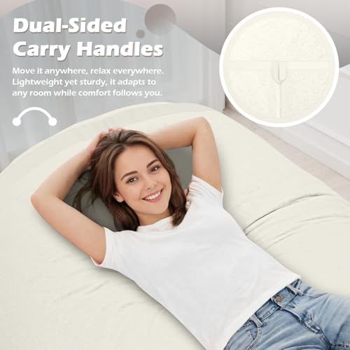 Image of 4FT Bean Bag Chair 4'Big Bean Bag Chairs with Adults, Large Beanbag Chair | Bean bag Lounger with Machine Washable Cover Luxurious Velvet Fabric, Comfy Chairs for Living Room, Bedroom, Dorm, Beige