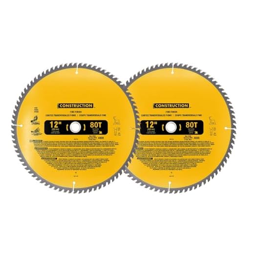 2-Pack 12 Inch Miter Saw Blade 80 T Fine Finish Stainless Steel Blade with 1 in Arbor Compatible with Dewalt Miter Saw Blades, 12 in Saw Blades for Miter Saw