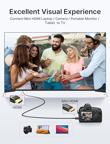 Image of JSAUX Mini HDMI to HDMI Cable 3FT, [Aluminum Shell, Braided] High Speed 4K 60Hz HDMI 2.0 Cord, Compatible with Camera, Camcorder, Tablet and Graphics,Black
