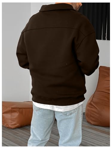 Verdusa Men's Half Zipper Collared Neck Sweatshirts Long Sleeve Loose Fall Pullover Tops2