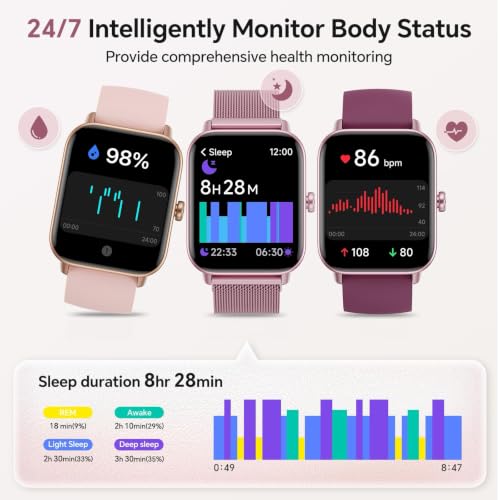 Image of Smart Watches for Women (Calls /SMS /Reminders), 1.85 inch HD Alexa Smart Watch for Android Phones & iphone Compatible, 120+ Sport Modes Fitness Watch, Heart Rate /SpO2 /Sleep Tracker, 3ATM Fitness Trackers