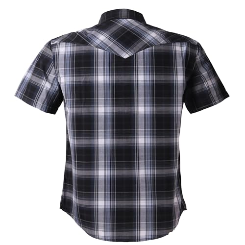 Pearl snap Men's Western Cowboy Short Sleeve Button Up Down Casual Work Shirts2