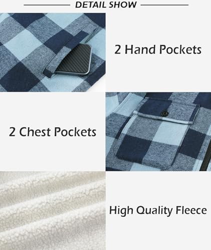 Image of SCODI Men's Flannel Shirt Jacket Fleece Sherpa Lined Plaid Zip Up Hoodies | Machine Wash, 4 Pockets, Big and Tall, Vintage, Classic, Stylish, Casual, Heavyweight Sweatshirt, Winter Outwear, Warm Coat