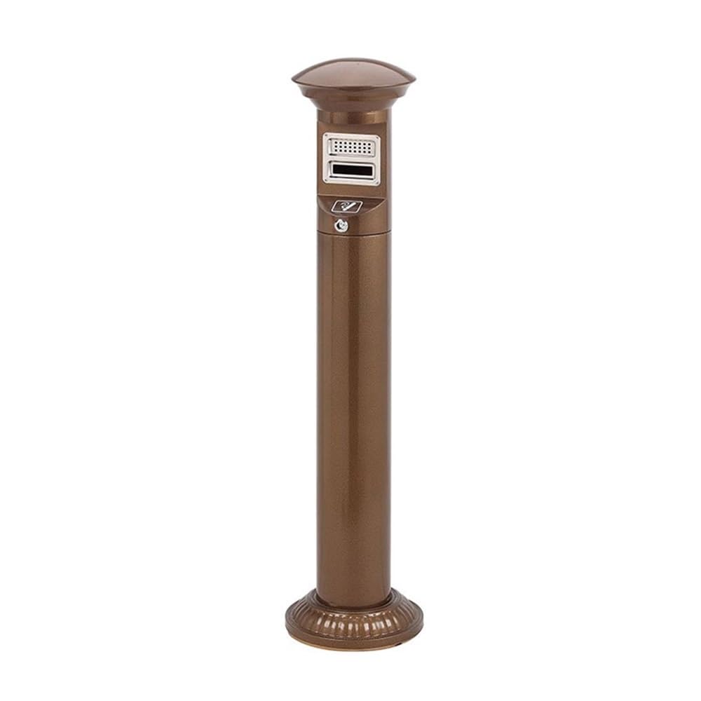 OWOHYG Ashtray Trash Can Public Smoking Standing Cigarette Butt Column, Iron Baked Ename With Lock Ash Pillar Outdoor Ashtrays For Cigarettes.Bruin