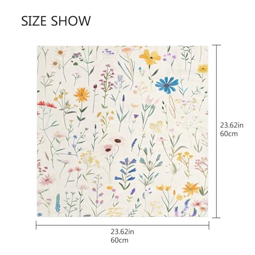 Square Scarf Simple Wildflowers Silk Feeling Bandanas Head Scarfs Hair Wraping Neckerchief for Women 23.6 Inch2