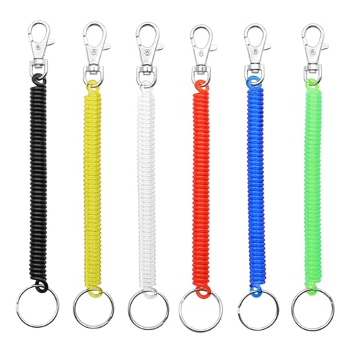 kofihety Stretchy Spiral Keyring - 6 PCS Colorful Plastic Co