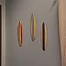 Zeckos Set of 3 Handcrafted Wood Surfboard Wall Sculptures: Red, Blue, Brown Racing Stripes, Each 16 Inches Long - Easy Install - Perfect for Beach-Themed Home Décor