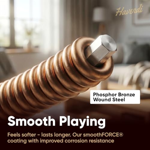 Image of HAVENDI Guitar Strings I Acoustic guitar strings with Phosphor Bronze Coating I Brilliant Sound Quality I Includes 3 Picks