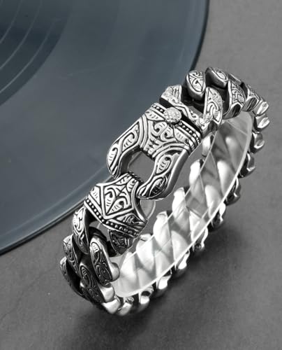 Italian Real Men Heavy S925 Sterling Silver Bracelets, Unique Luxury Vintage Style Men's Silver Bracelet, Chunk Chain Bracelets Nice Gift for My Man, Son, Boyfriend, Dad3