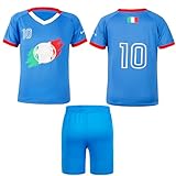 MUDJEAN Toddler Italian Soccer Jersey for Boys Girls Lightweight Breathable Stylish Soccer Sets for Kids Blue 2-3Years