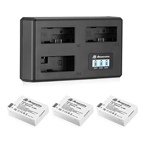 Powerextra LP-E8 Battery Charger Set Compatible with Canon LP-E8 and Rebel T3i T2i T4i T5i EOS 600D 550D 650D 700D Kiss X5 X4 Kiss X6-3 Pack Batteries and 3 Channel USB Charger LCD Display