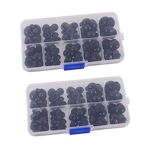 Angoily 2 Series Botones De Plástico Negros Forma De Champiñón Para Manualidades Diy Ojos De Seguridad Para Muñecas Y Decorativos Y Prácticos Para Proyectos De Scrapbooking Y 100 Piezas*2
