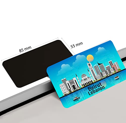Image of dhcrafts Rectangular Rubber Fridge Magnet /Magnetic Card Blue Lebanon Beirut Design Pack of 1 (8.6cm x 5.4cm)