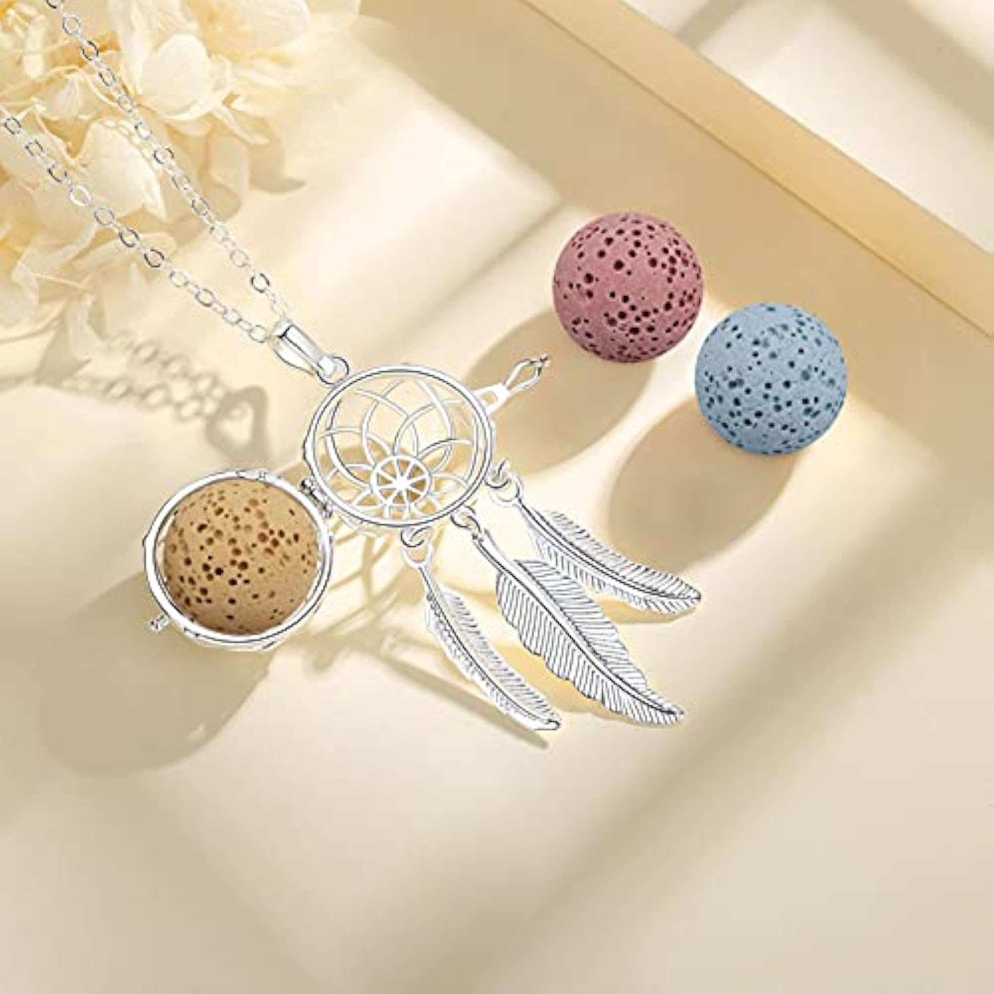 Dream Catcher Diffuser Necklace, Aromatherapy Locket