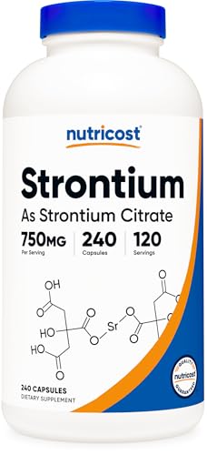 Nutricost Strontium Capsules (750mg) 240 Capsules Gluten-Free Vegetarian
