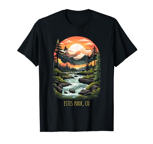 Estes Park, Colorado, EE. UU., espectacular puesta de sol de montaña, estilo retro Camiseta