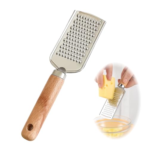 leruiyezs Zestenreibe Aus Edelstahl Mit Buchenholzgriff Für Parmesan Zitronenschale Schokolade Und Mehr Praktische Feinreibe Mit Scharfer Reibefläche Für Die Küche In Silber Braun