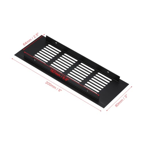 PATIKIL 8 x 3 Inch Door Air Vent Cover, Aluminum Grille Ventilation Cover Louvered with Mounting Screws for Cabinet Wardrobe Door, Black by PATIKIL - Image 2