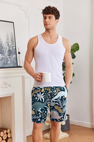 Image of Ekouaer Men's Pajama Shorts Soft Sleepwear Bottoms Elastic Waistband Loungewear Breathable Men Shorts with Pockets